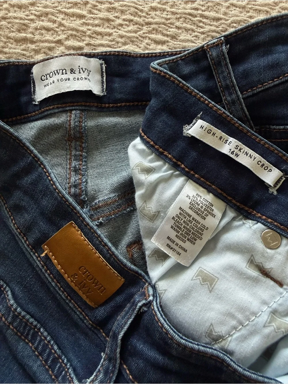 Crown & Ivy High Rise Skinny Crop Jeans